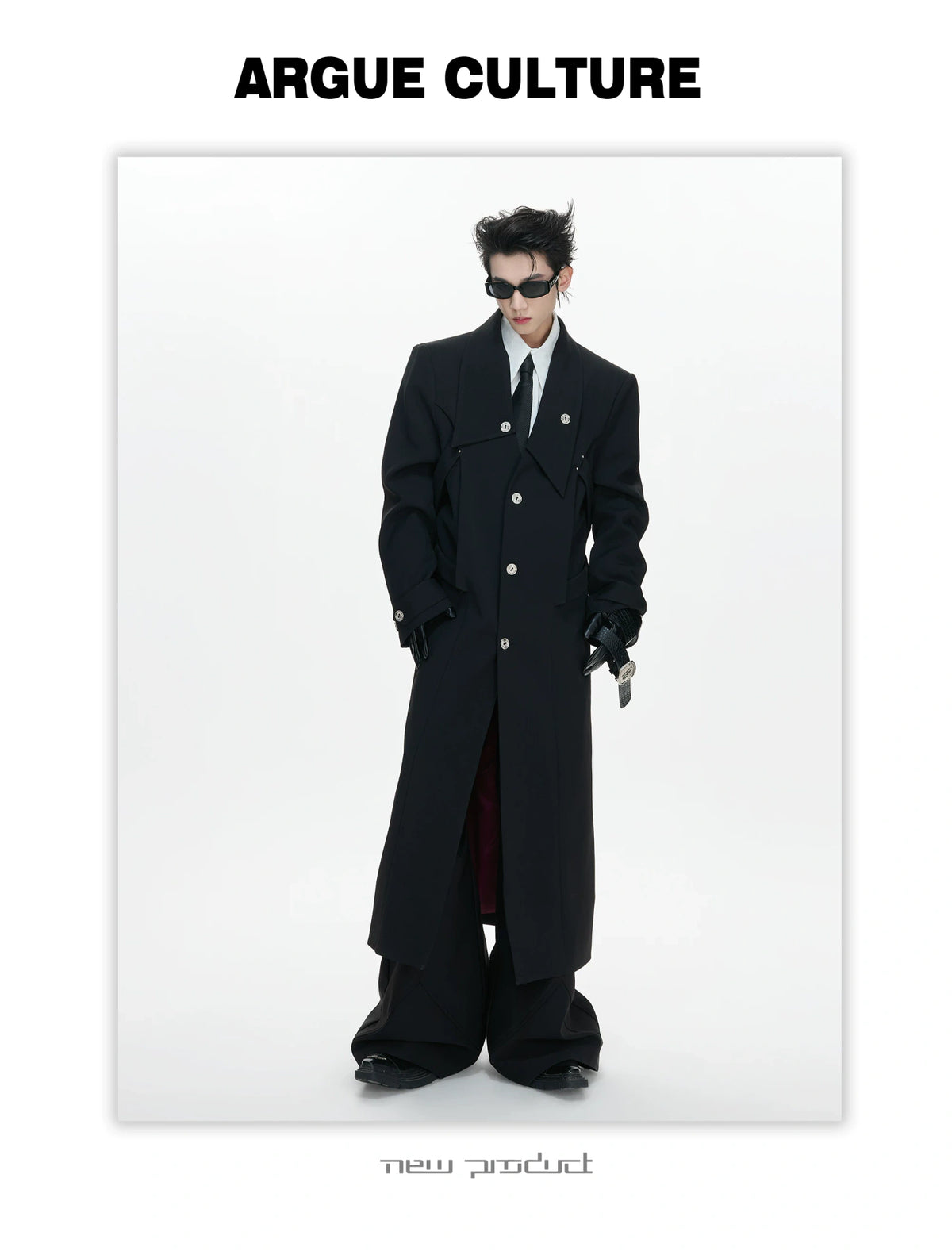 Black Deconstructed Split-Hem Overcoat | Cotton Blend - description image 15