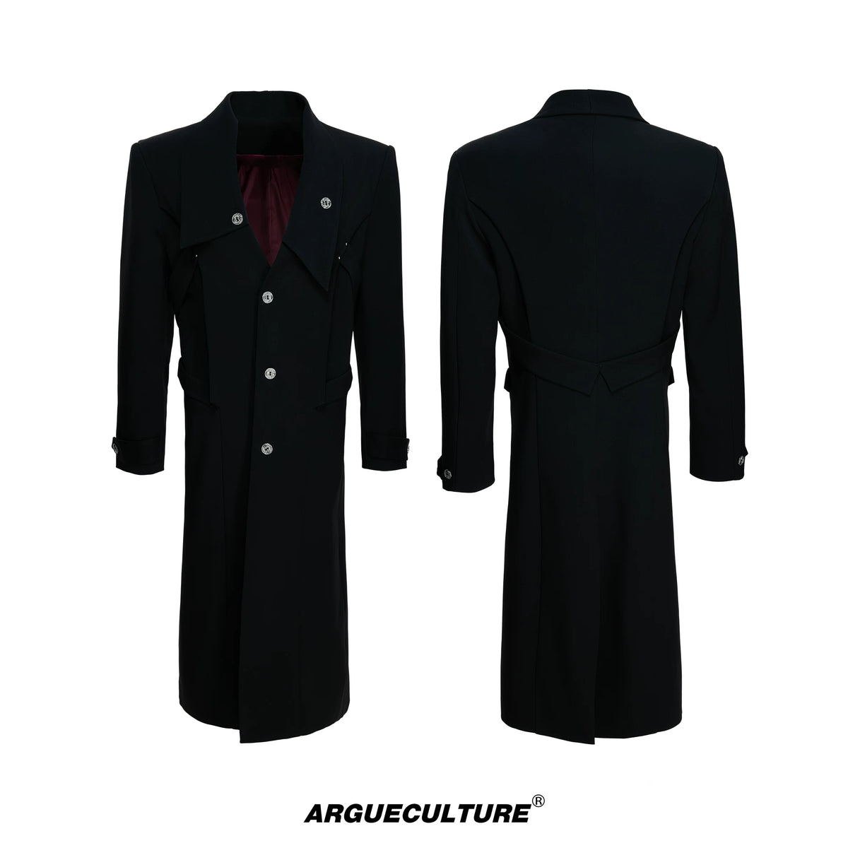 Black Deconstructed Split-Hem Overcoat | Cotton Blend - Black Top