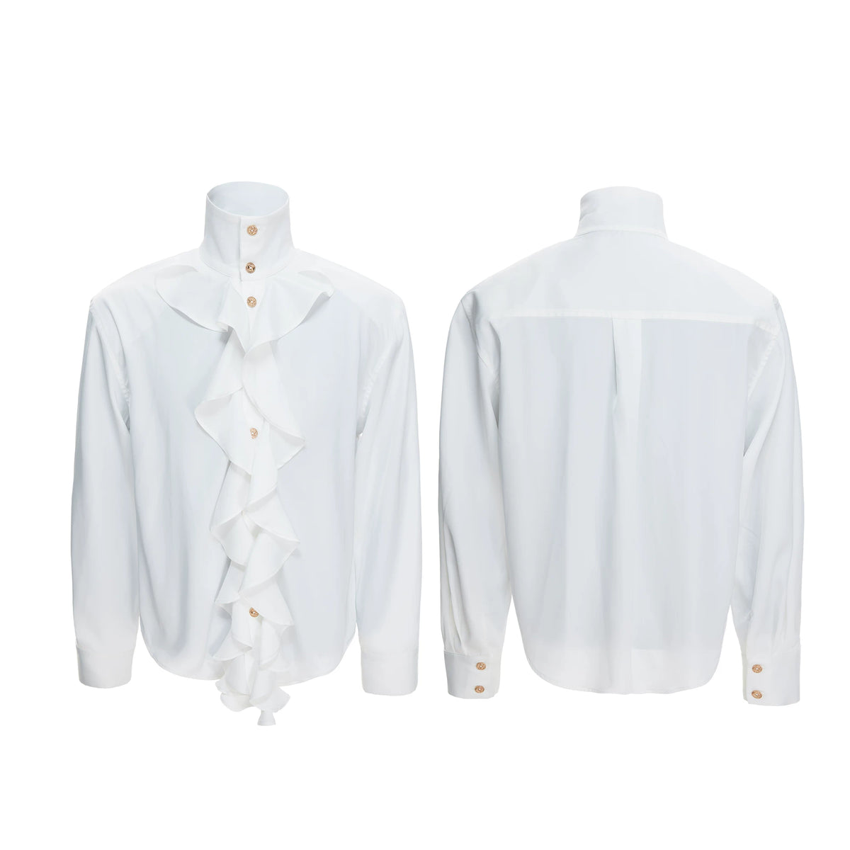 Court Ruffle Cotton-Spandex Button-Front Shirt - main image 2
