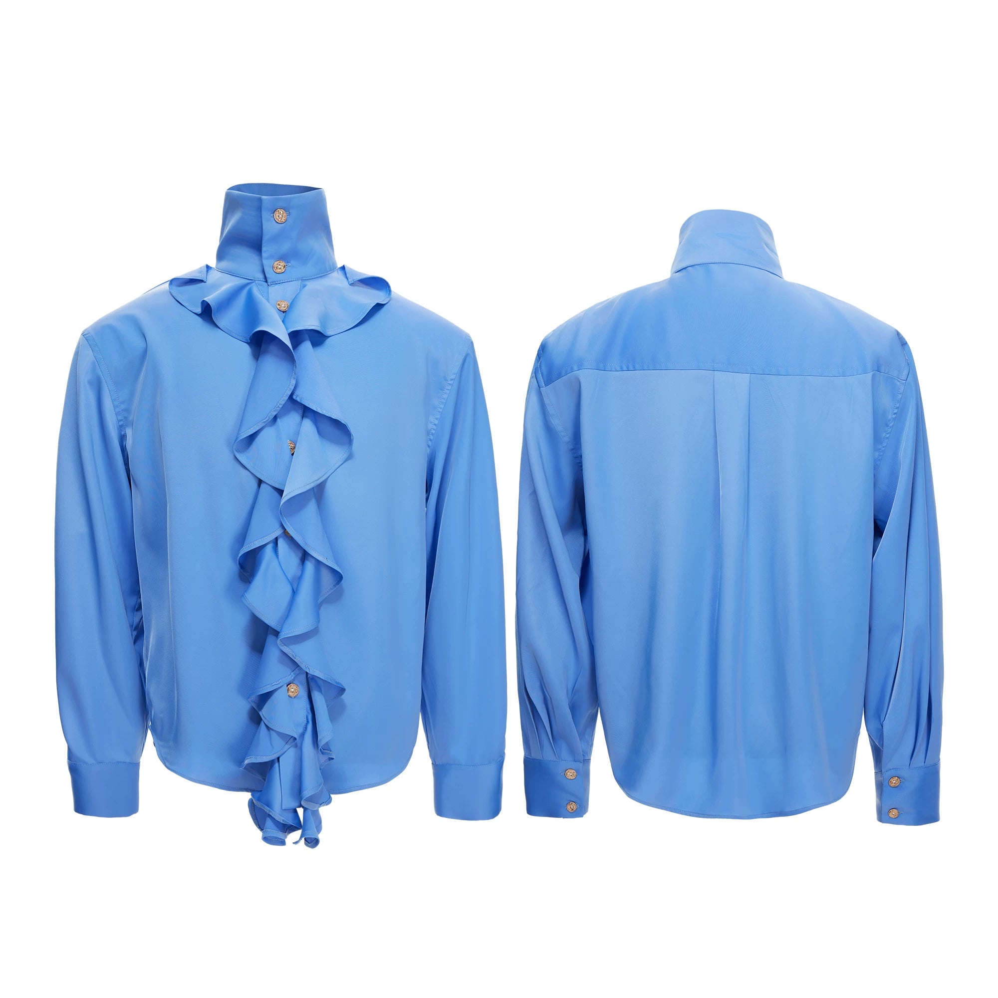 Court Ruffle Cotton-Spandex Button-Front Shirt - main image 3