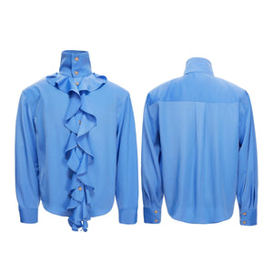 Court Ruffle Cotton-Spandex Button-Front Shirt - main image 3