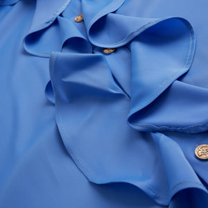 Court Ruffle Cotton-Spandex Button-Front Shirt - main image 4