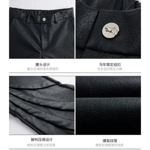 Deconstructed Faux Leather Pants | Avant-Garde Style - main image 4