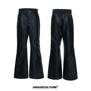 Deconstructed Faux Leather Pants | Avant-Garde Style - Black