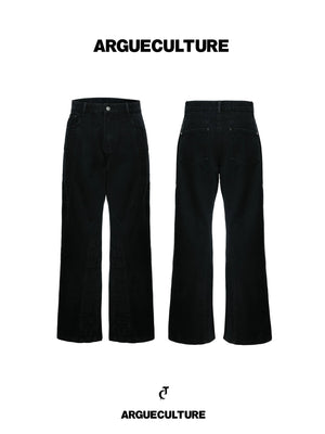 Deconstructed Straight-Leg Jeans in Washed Denim - main image 3