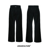 Deconstructed Straight-Leg Jeans in Washed Denim - Black Pants