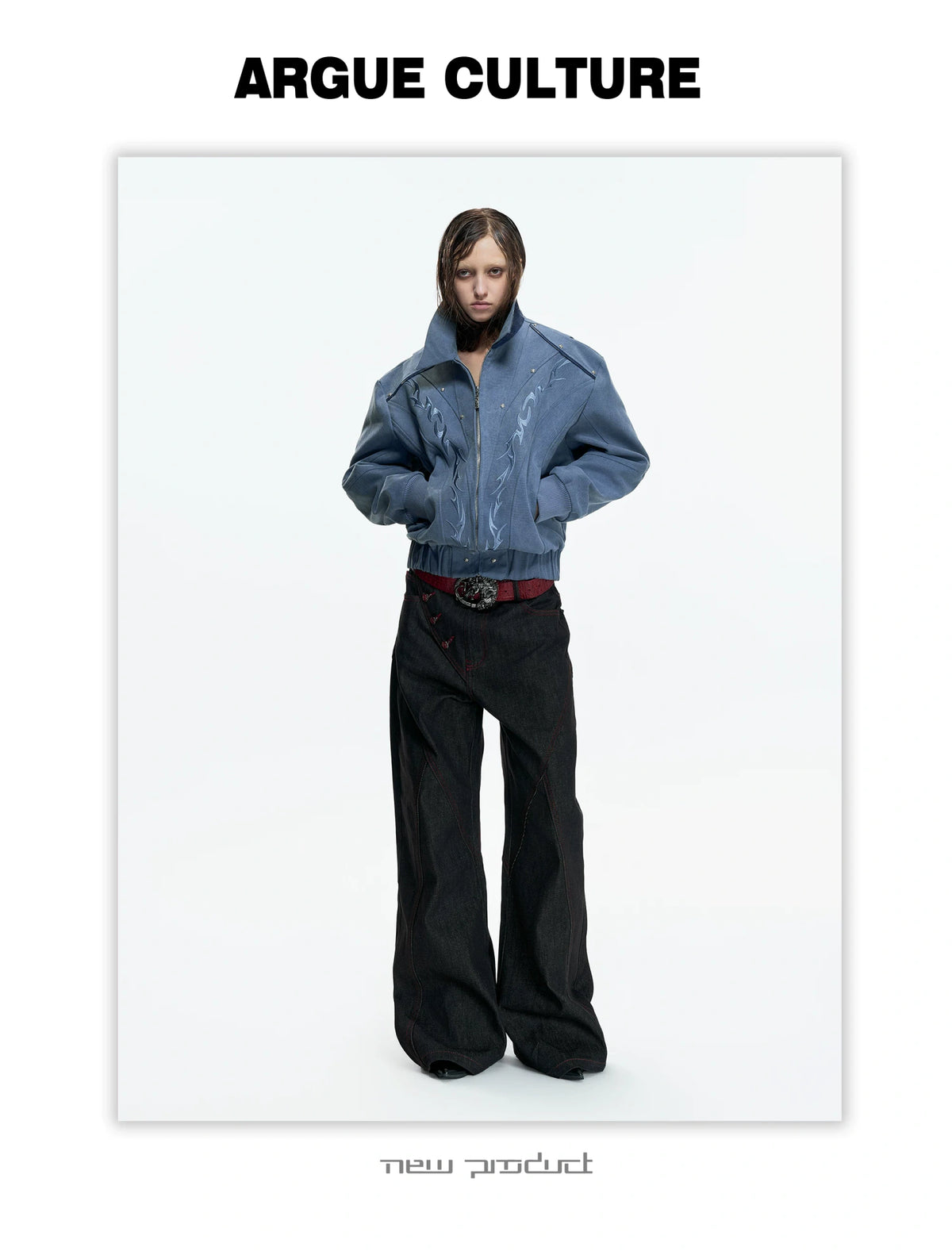 Washed Canvas Flame Rivet Jacket | Short Streetwear - description image 2