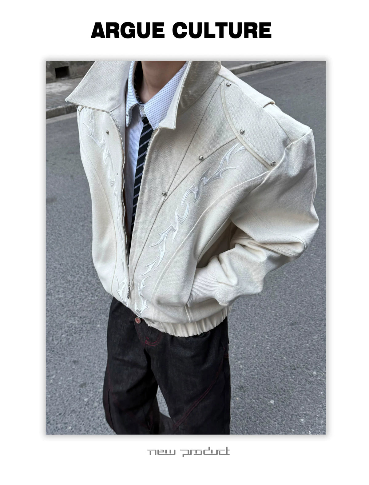 Washed Canvas Flame Rivet Jacket | Short Streetwear - description image 6