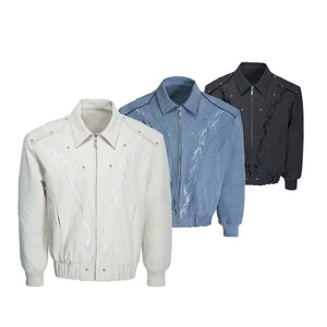 Washed Canvas Flame Rivet Jacket | Short Streetwear - main image 1