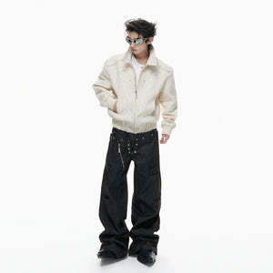 Washed Canvas Flame Rivet Jacket | Short Streetwear - main image 3