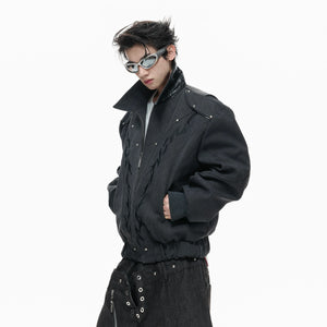 Washed Canvas Flame Rivet Jacket | Short Streetwear - main image 5