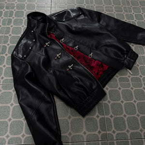 Reversible Faux Leather Python-Pattern Street Jacket - main image 5