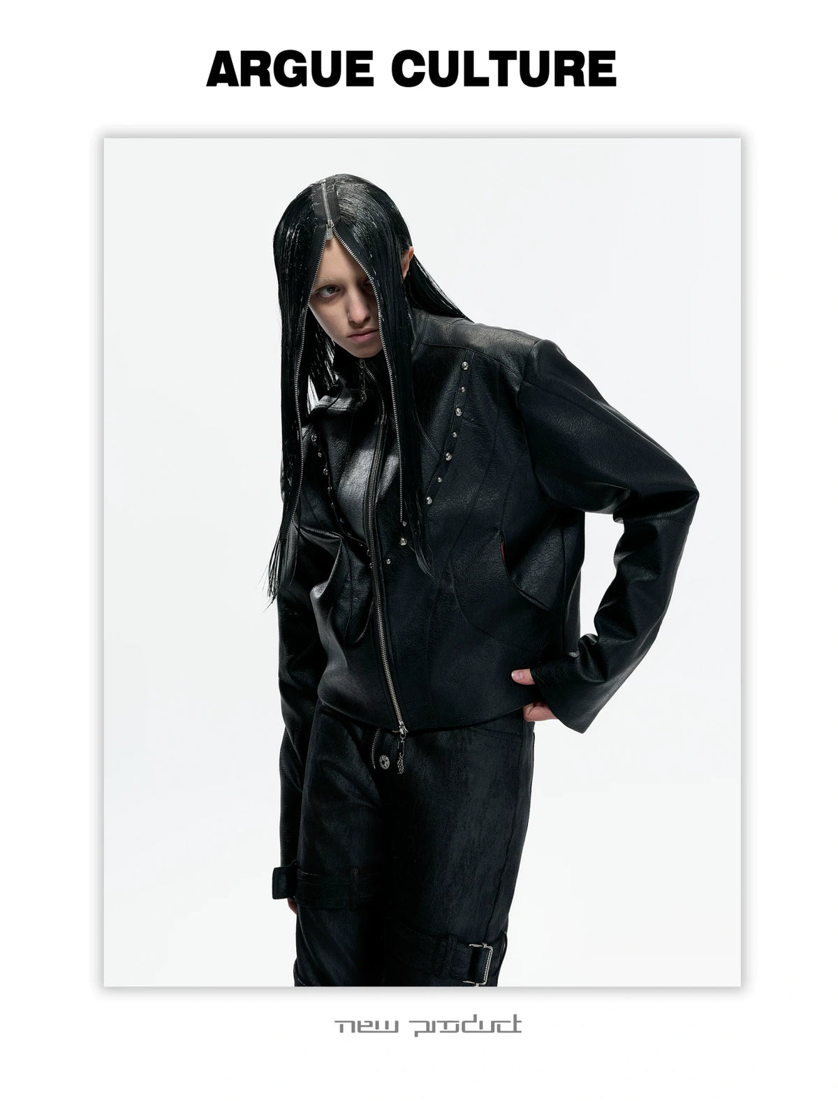 Cropped Faux Leather Rivet Jacket | Matte Streetwear - description image 5