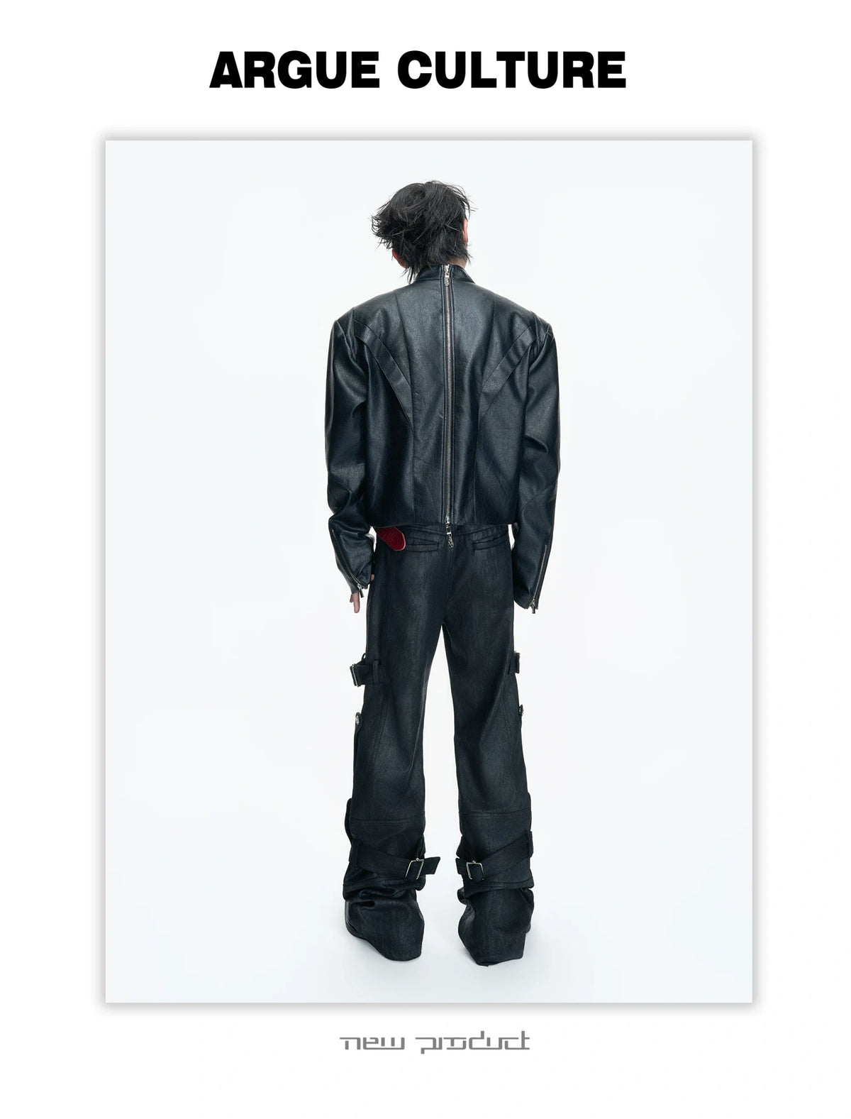 Cropped Faux Leather Rivet Jacket | Matte Streetwear - description image 7