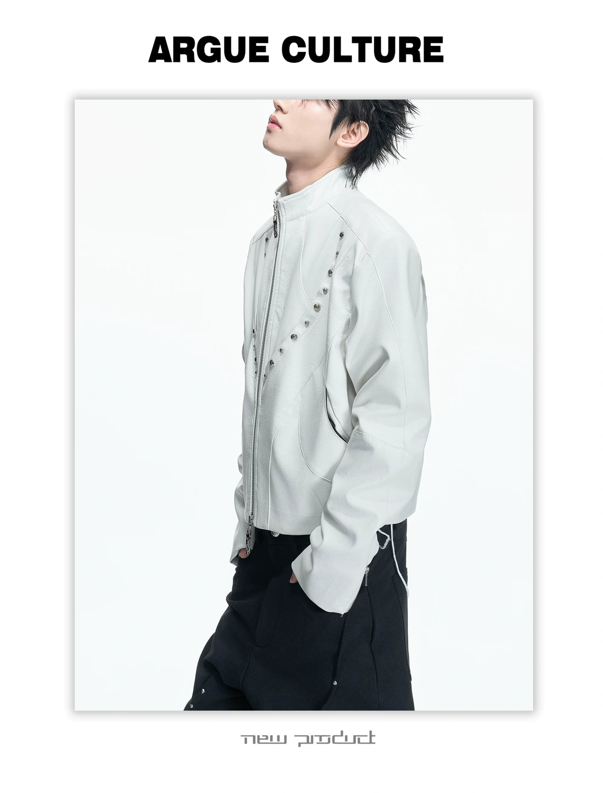 Cropped Faux Leather Rivet Jacket | Matte Streetwear - description image 10