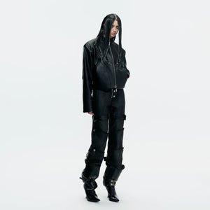 Cropped Faux Leather Rivet Jacket | Matte Streetwear - main image 5