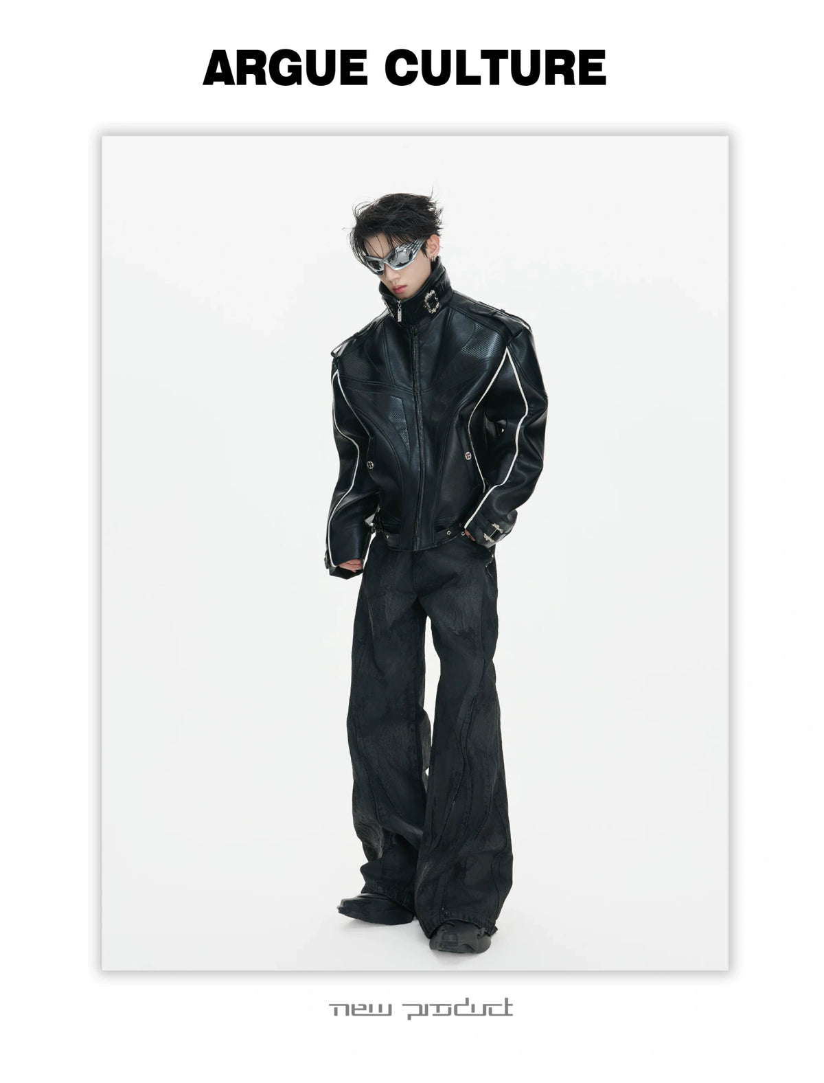 PU Leather Moto Jacket with Court Buckles | Avant-Garde - description image 10