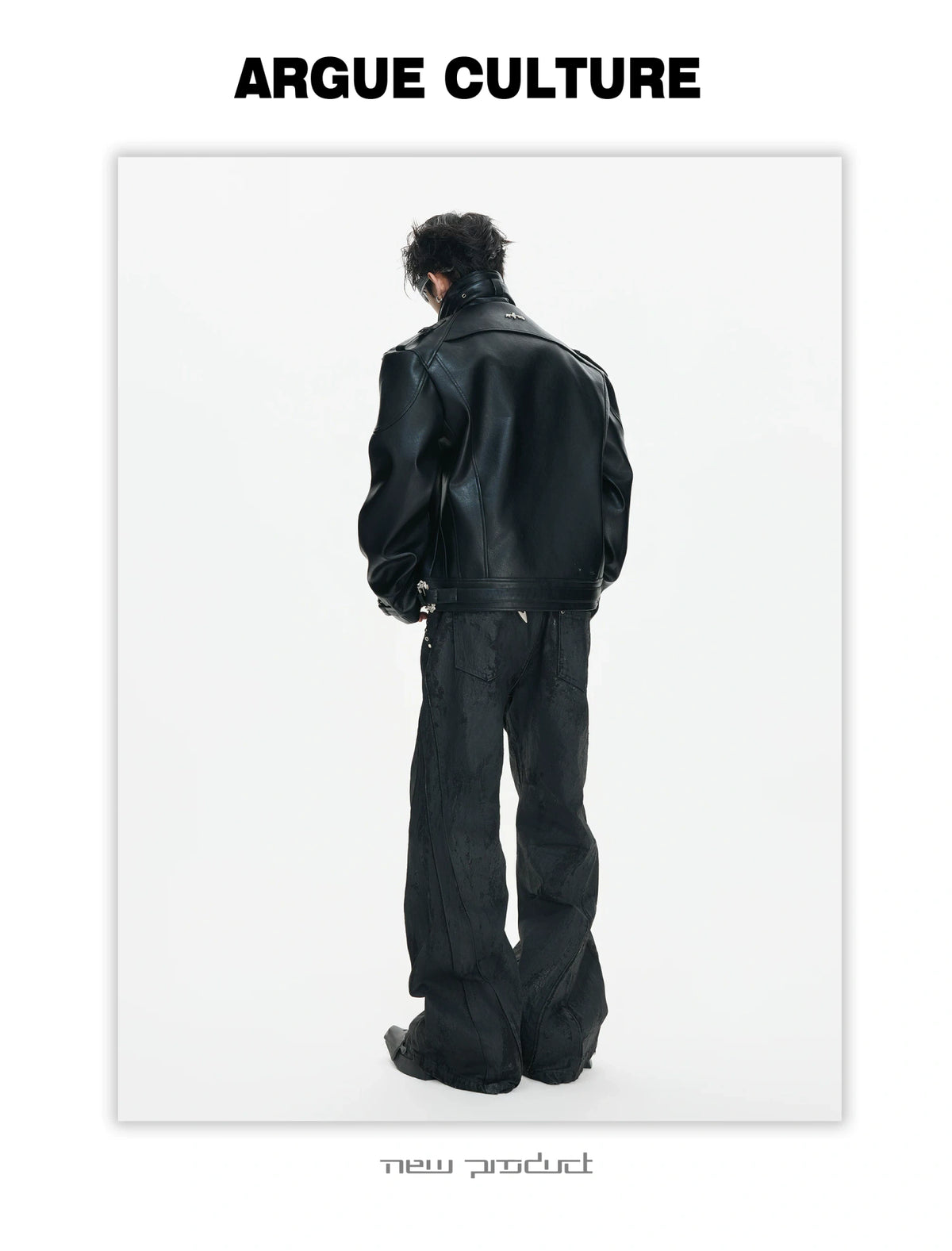 PU Leather Moto Jacket with Court Buckles | Avant-Garde - description image 11