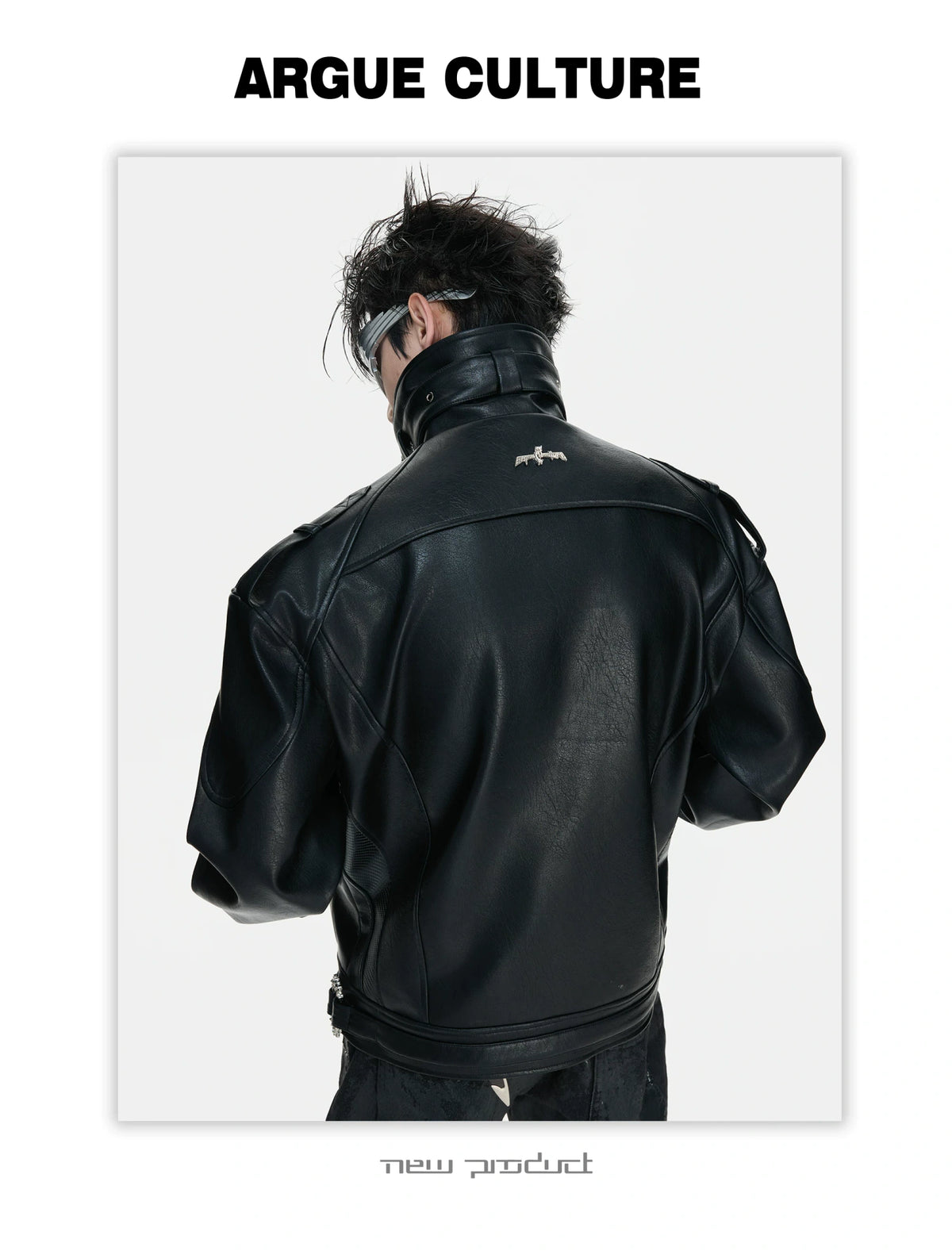 PU Leather Moto Jacket with Court Buckles | Avant-Garde - description image 16