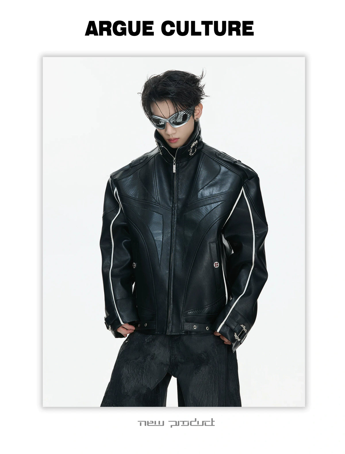 PU Leather Moto Jacket with Court Buckles | Avant-Garde - description image 18