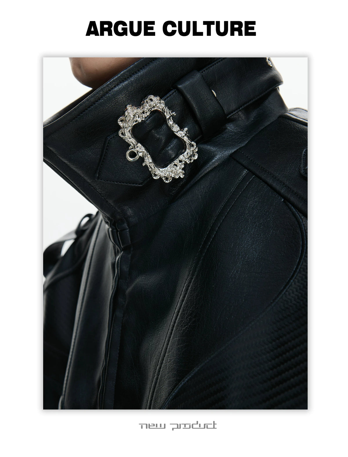 PU Leather Moto Jacket with Court Buckles | Avant-Garde - description image 19