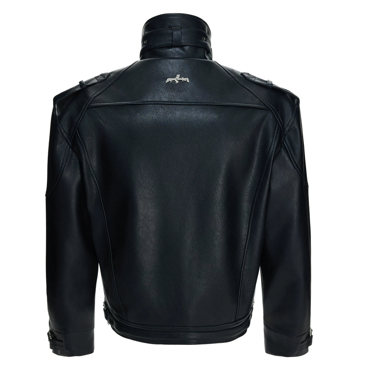 PU Leather Moto Jacket with Court Buckles | Avant-Garde - description image 21
