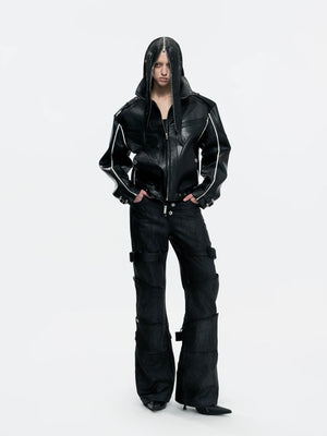 PU Leather Moto Jacket with Court Buckles | Avant-Garde - main image 4