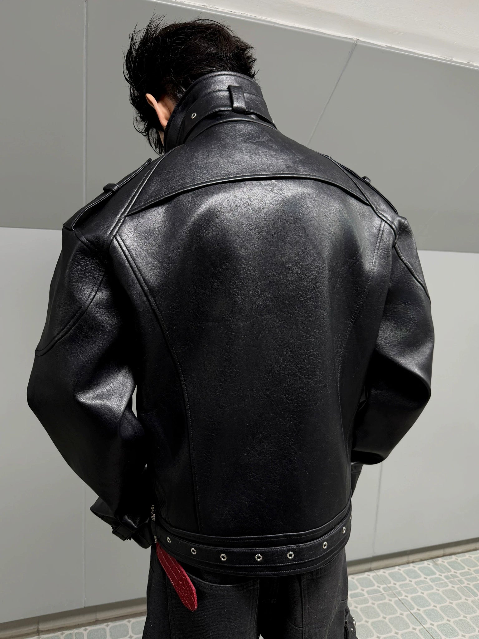 PU Leather Moto Jacket with Court Buckles | Avant-Garde - main image 5