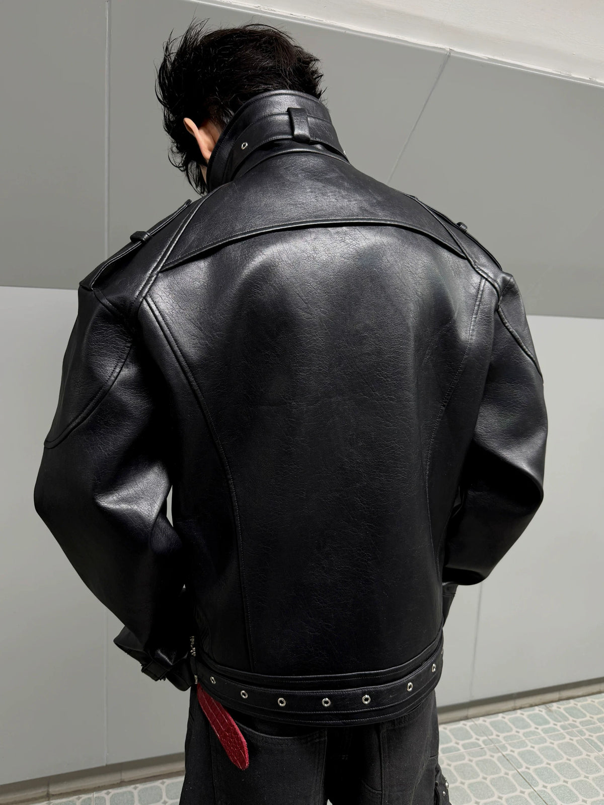 PU Leather Moto Jacket with Court Buckles | Avant-Garde - main image 5