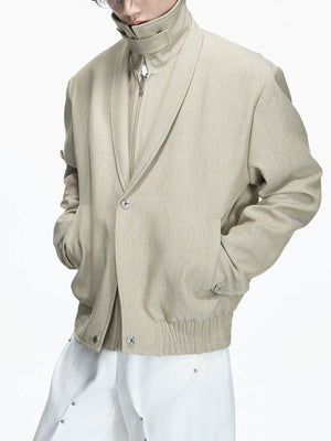 Detachable High-Neck Khaki Deconstructed Jacket - main image 1