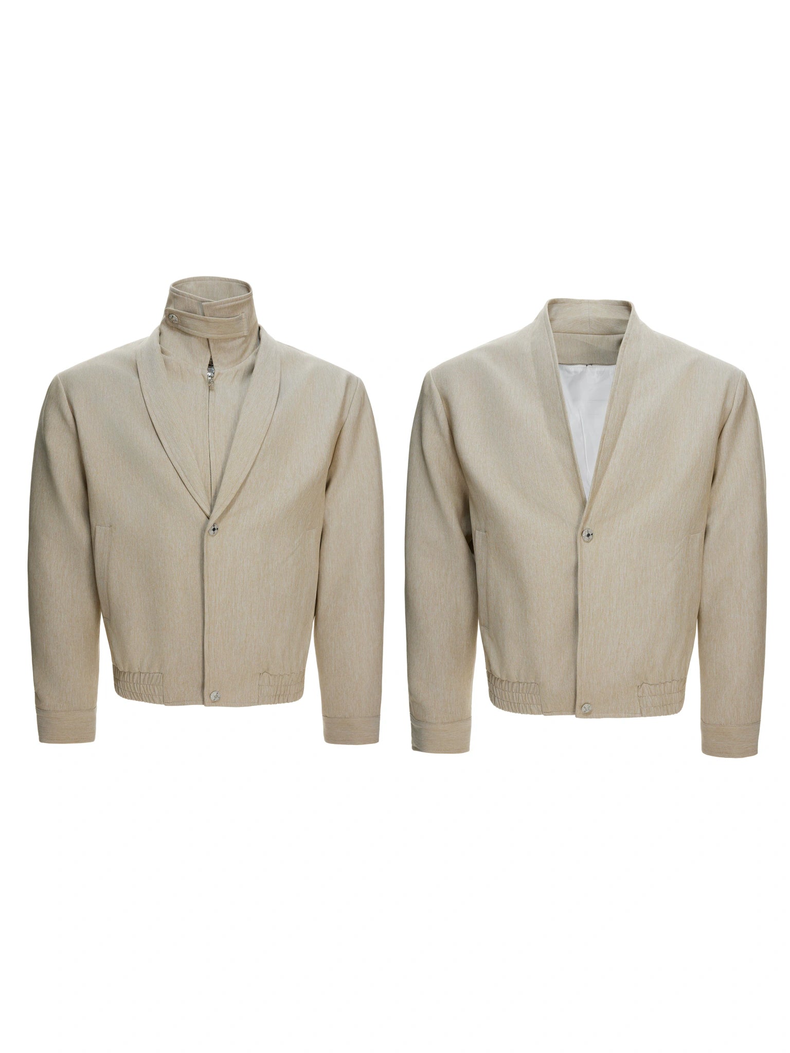 Detachable High-Neck Khaki Deconstructed Jacket - main image 5