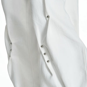 Pleated Rivet Cotton Pants | Relaxed Straight-Leg Fit - main image 4