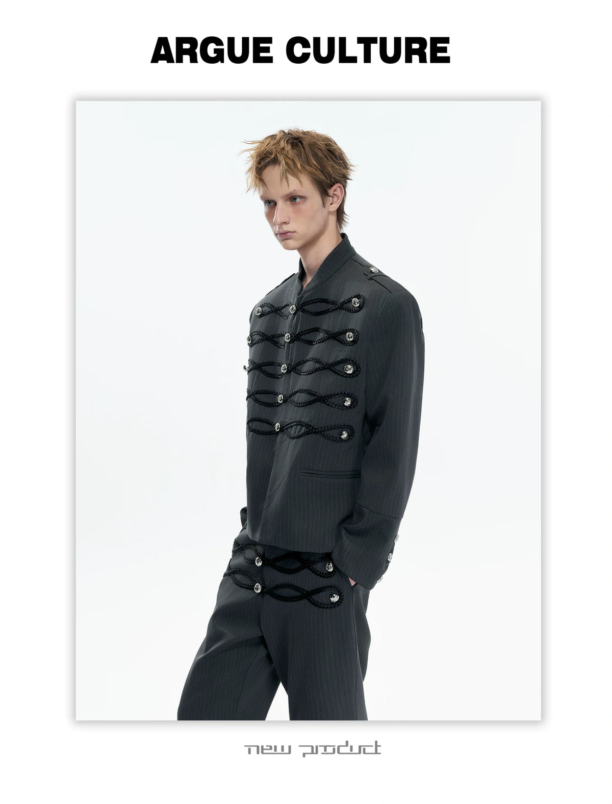 Napoleon Faux Leather Stripe Jacket | Gothic Streetwear - description image 2