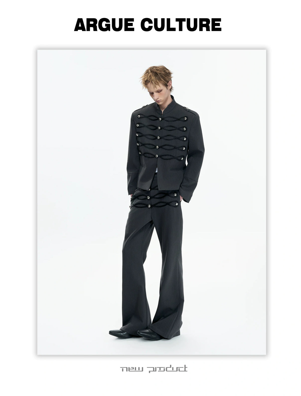 Napoleon Faux Leather Stripe Jacket | Gothic Streetwear - description image 3