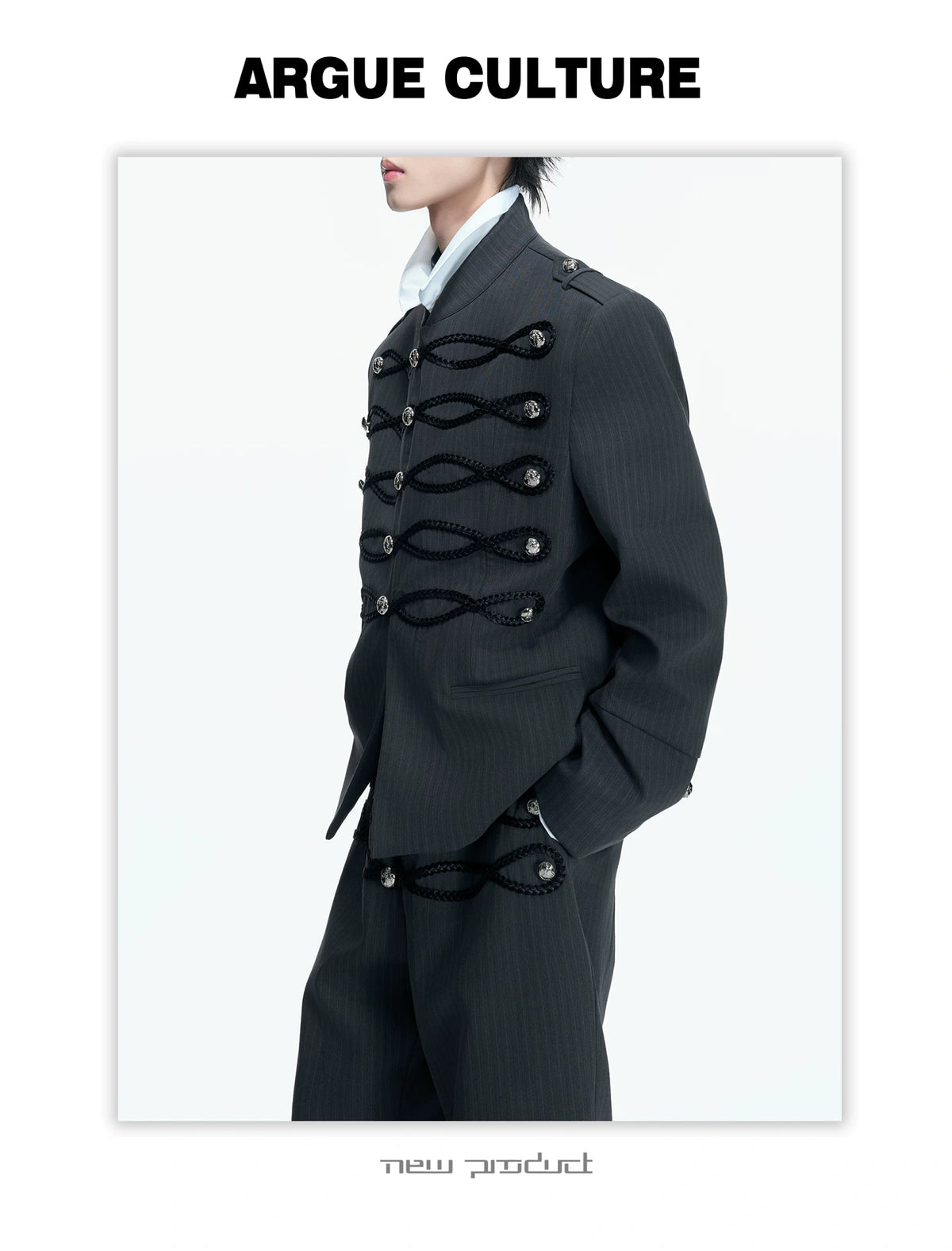 Napoleon Faux Leather Stripe Jacket | Gothic Streetwear - description image 4
