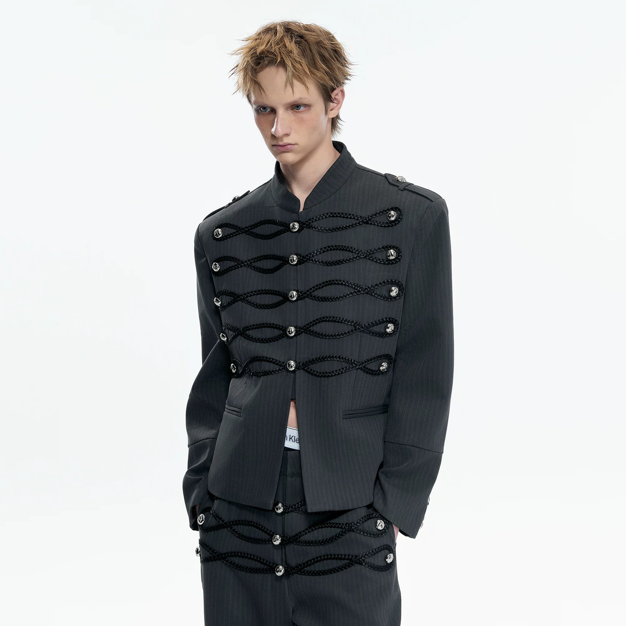 Napoleon Faux Leather Stripe Jacket | Gothic Streetwear - main image 2