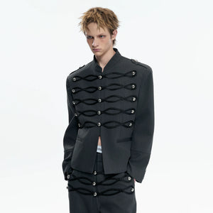 Napoleon Faux Leather Stripe Jacket | Gothic Streetwear - main image 2
