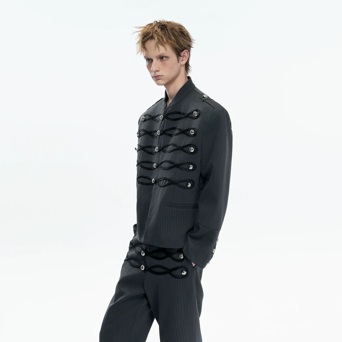 Napoleon Faux Leather Stripe Jacket | Gothic Streetwear - main image 3