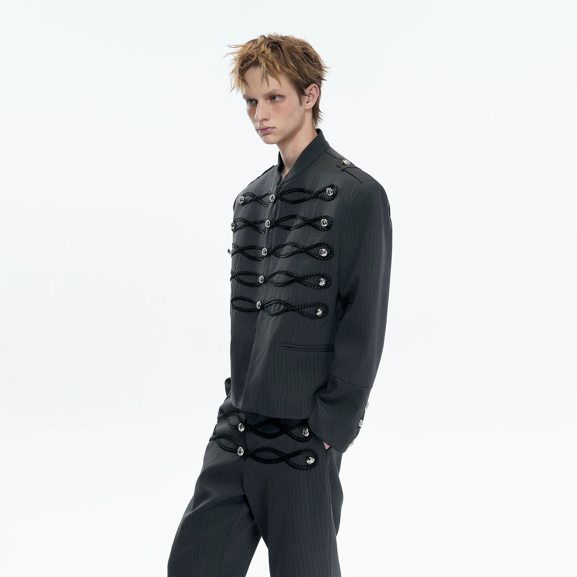Napoleon Faux Leather Stripe Jacket | Gothic Streetwear - main image 3