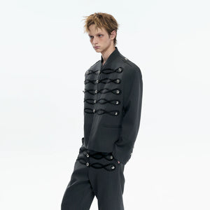 Napoleon Faux Leather Stripe Jacket | Gothic Streetwear - main image 3