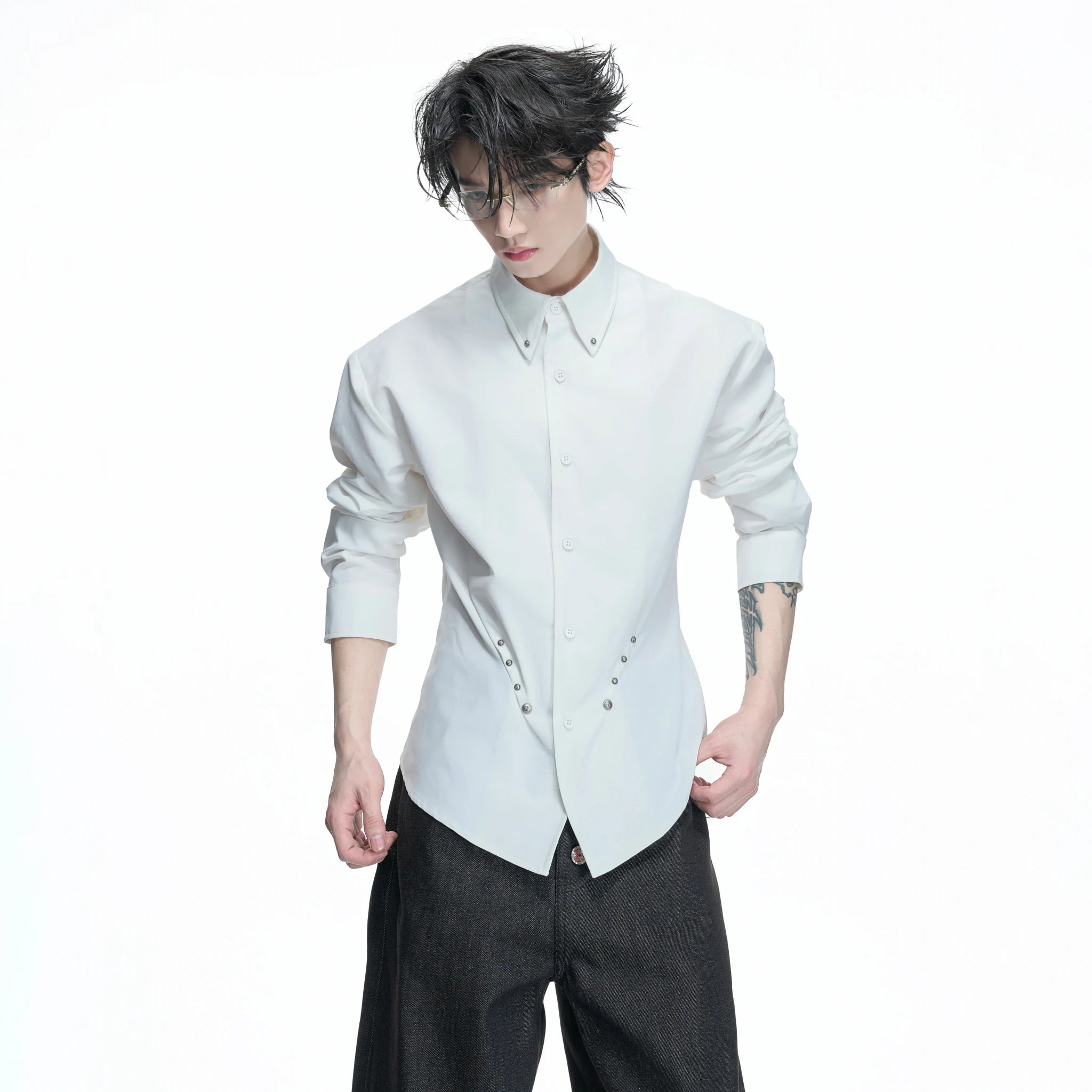 Rivet Waist-Cinched Shirt | Structured Streetwear - main image 1