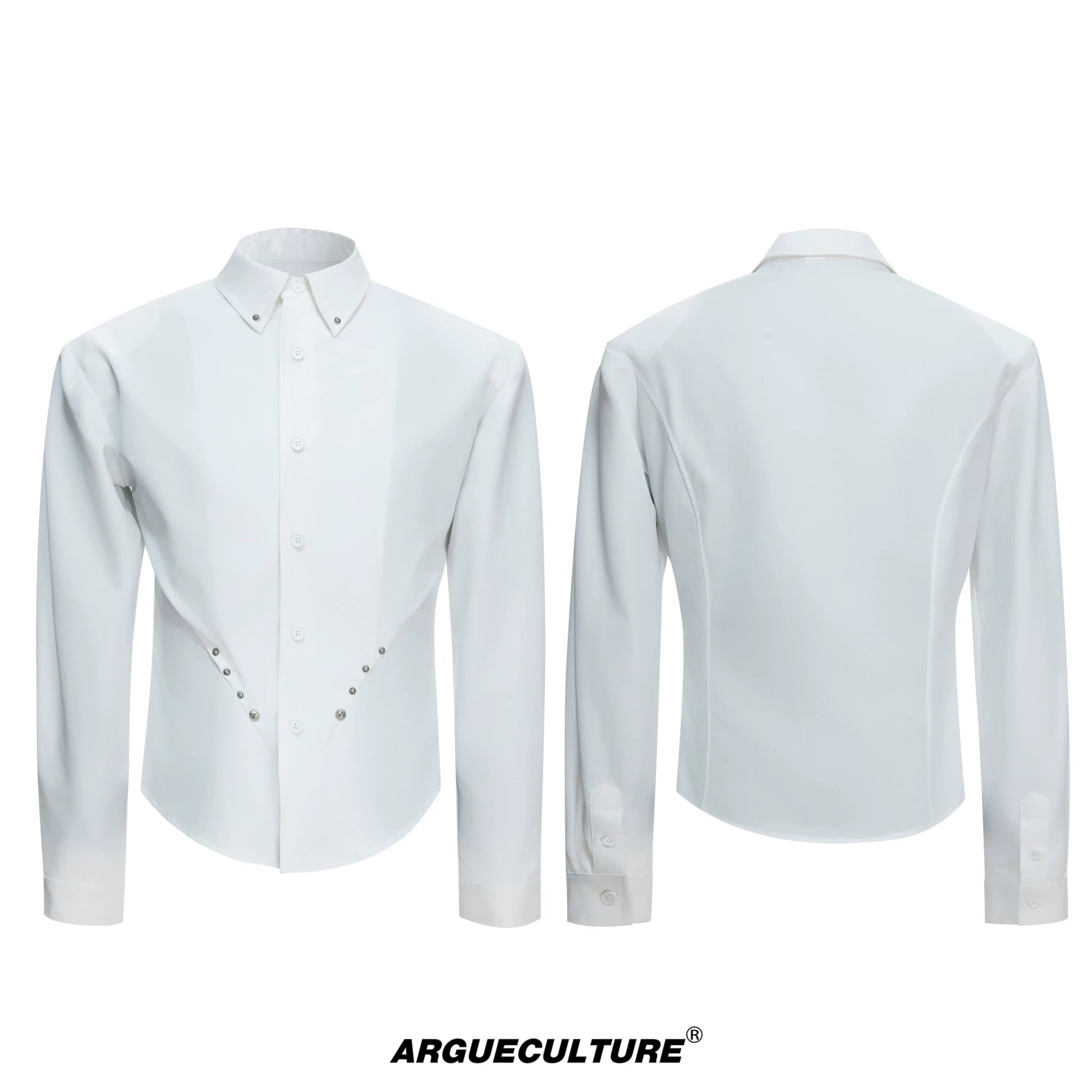 Rivet Waist-Cinched Shirt | Structured Streetwear - White Top