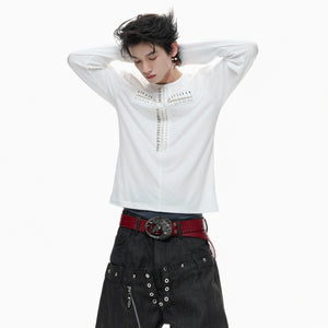 Unisex Pin Cross Long-Sleeve Cotton Blend Top - main image 3