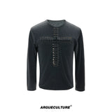 Unisex Pin Cross Long-Sleeve Cotton Blend Top - Gray Top