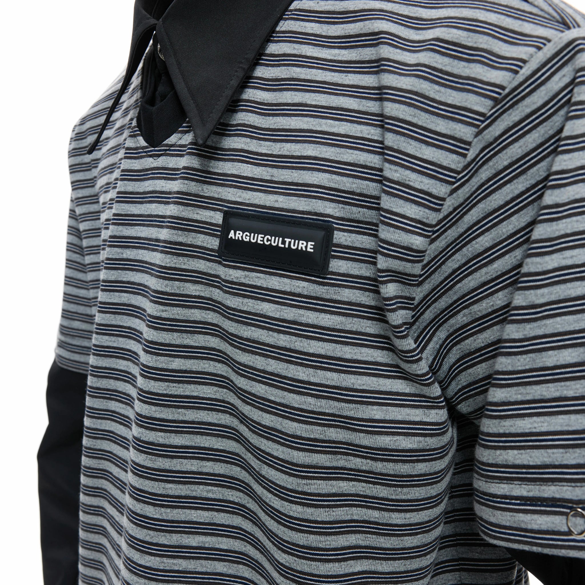 Color-Block Striped Mock Two-Piece Polo Shirt - main image 5