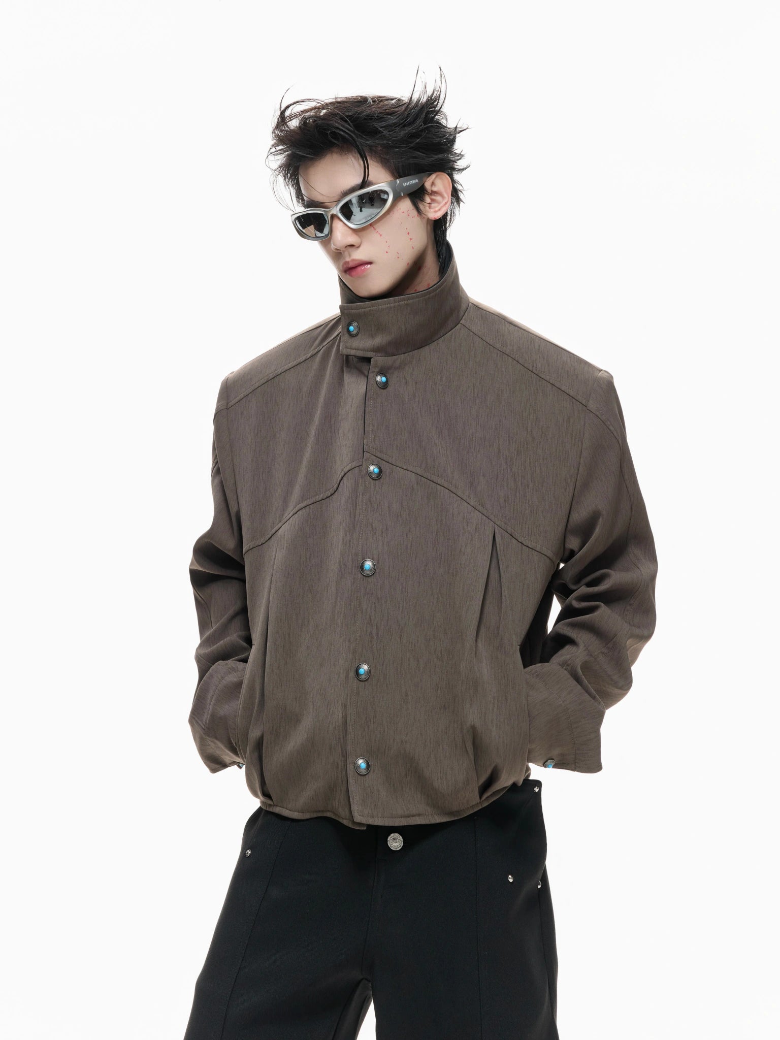 Contrast Panel Short Jacket | Cotton Blend Streetwear - main image 1