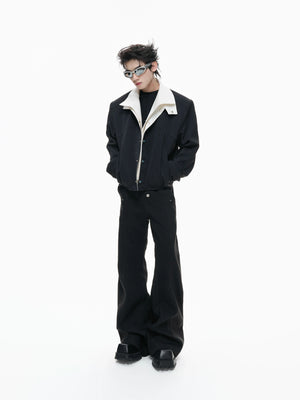 Contrast Panel Short Jacket | Cotton Blend Streetwear - main image 4