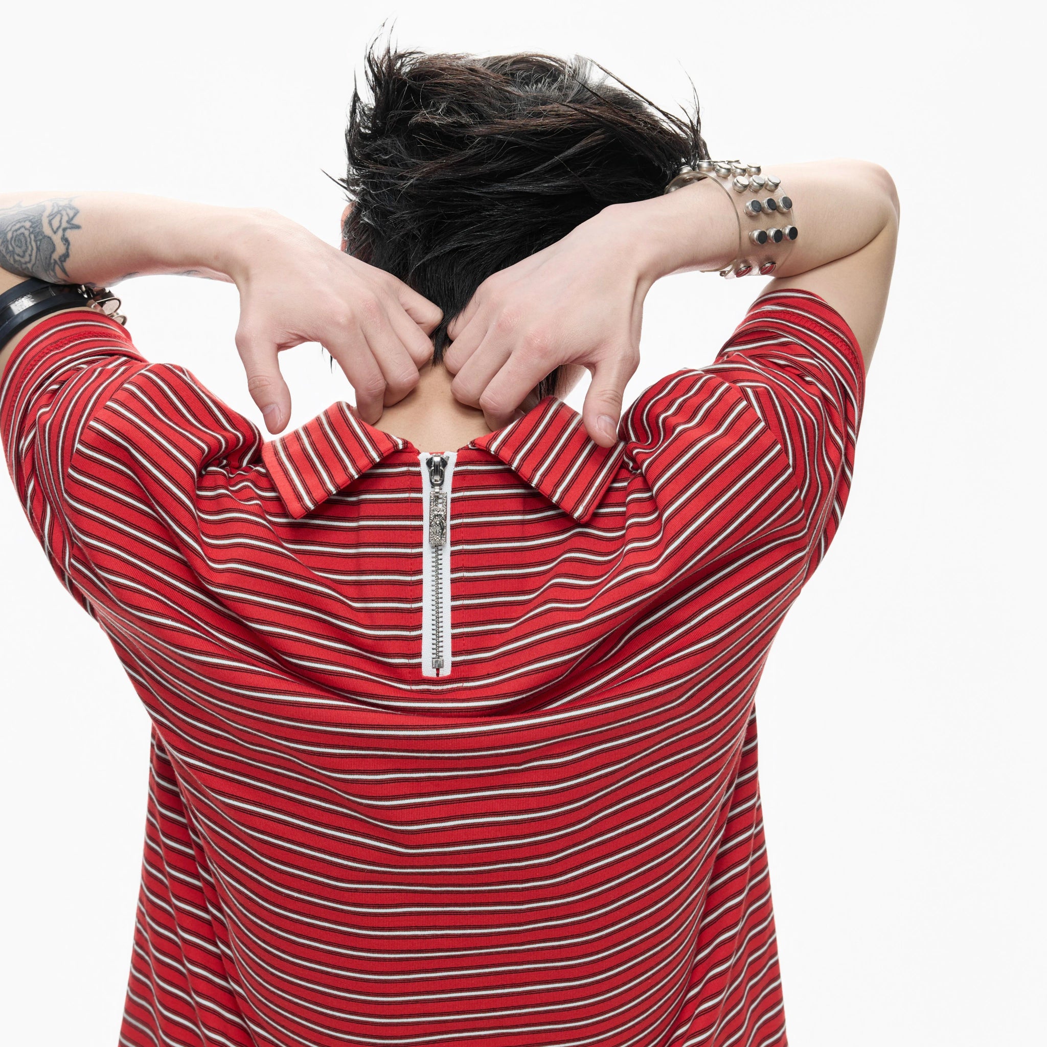 Contrast Stripe Polo Shirt with Horse Badge - main image 2