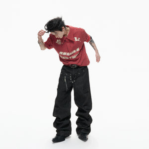 Contrast Stripe Polo Shirt with Horse Badge - main image 4