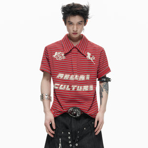Contrast Stripe Polo Shirt with Horse Badge - main image 5